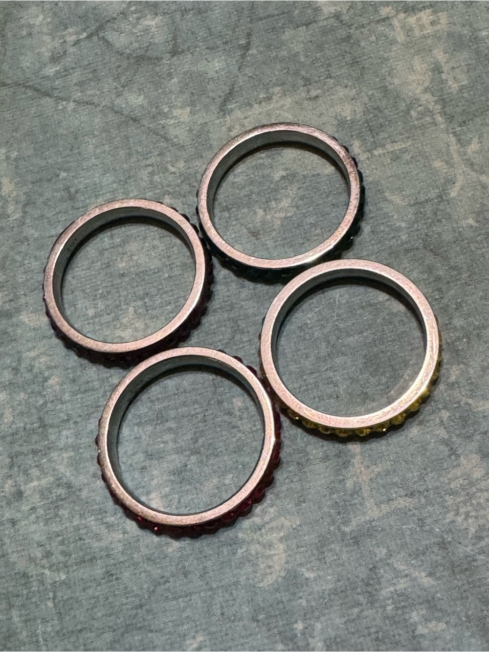 SET OF FOUR STACKABLE STAINLESS STEEL RINGS - Picture 2 of 7